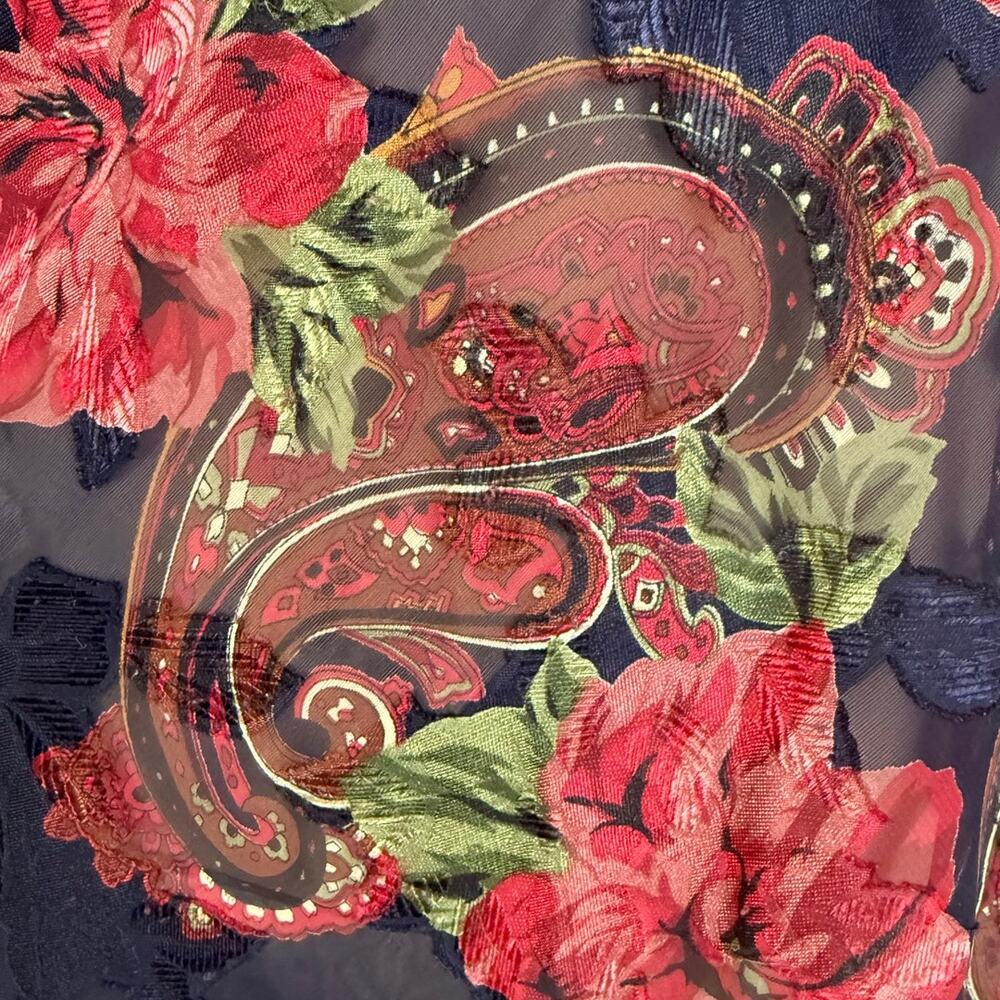 Vintage Victoria's Secret Gold Label Navy Blue Red Floral Paisley Slip Nightgown - Picture 3 of 9